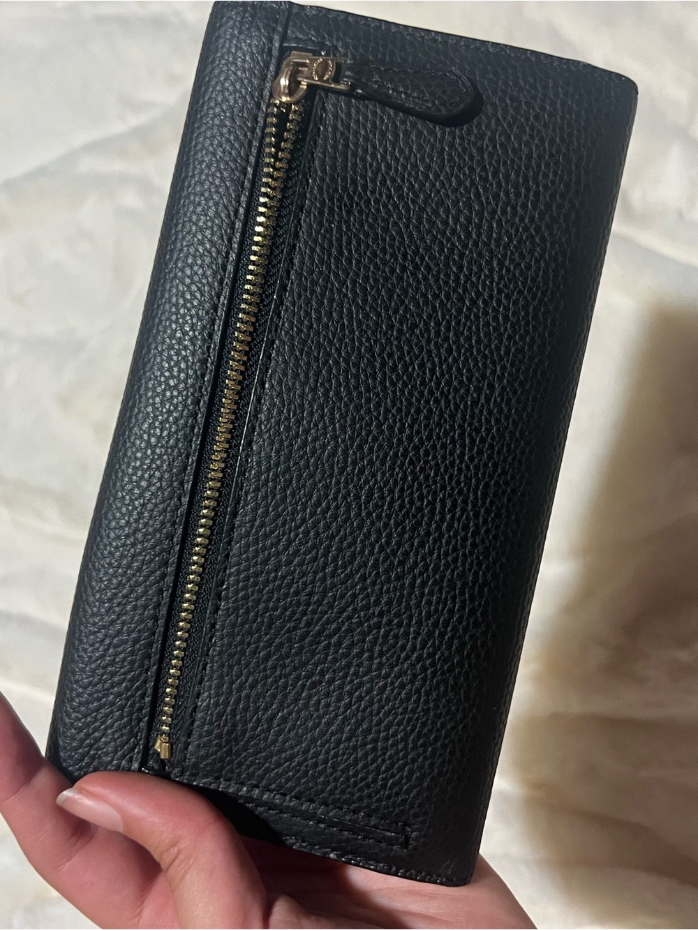 Coach Black Pebbled Leather Continental Wallet with Gold Logo - Picture 4 of 4